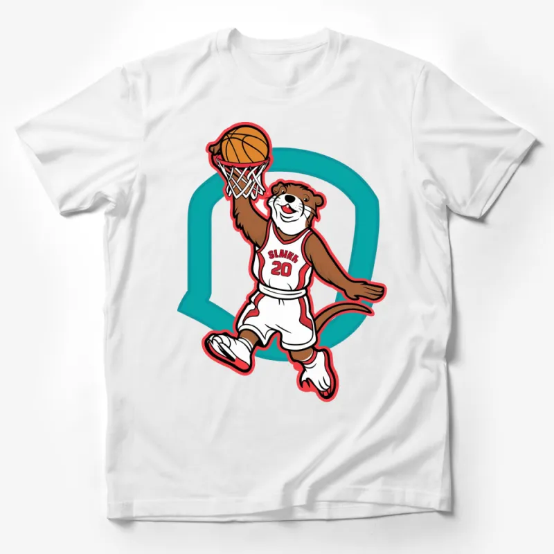 Kids Slam Dunk Basketball Otter T-Shirt, Youth Sports Graphic Tee, Casual Fun Animal Shirt, Gift for Boys and Girls Male T-Shirt