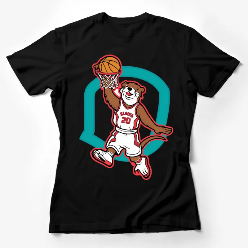 Kids Slam Dunk Basketball Otter T-Shirt, Youth Sports Graphic Tee, Casual Fun Animal Shirt, Gift for Boys and Girls Female T-Shirt