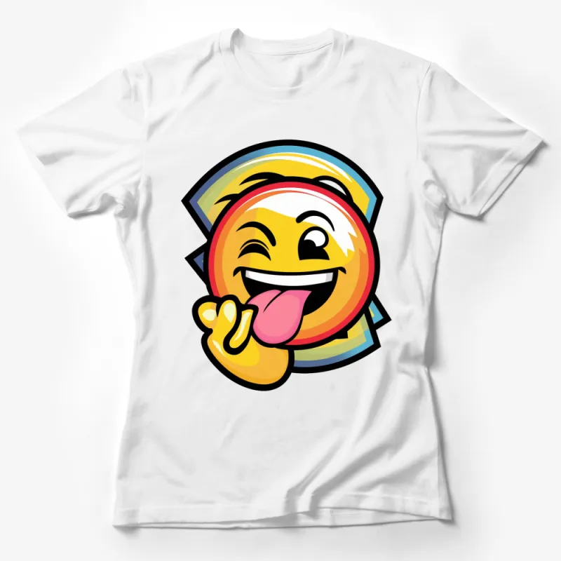 Fun Winking Face Emoji T-Shirt, Colorful Graphic Tee for All Ages, Unisex Casual Wear Female T-Shirt