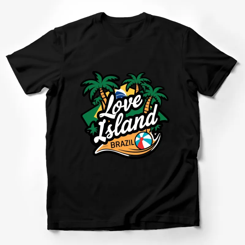 Tropical Love Island Brazil T-Shirt, Summer Beach Style, Palms Holiday Tee, Colorful Vacation Shirt Male T-Shirt