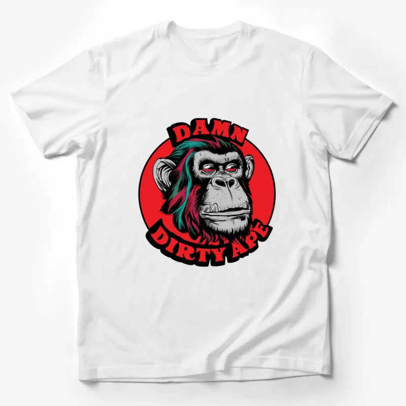 Damn Dirty Ape Graphic T-Shirt, Bold Monkey Head Design, Vintage Style, Unisex Tee Male T-Shirt