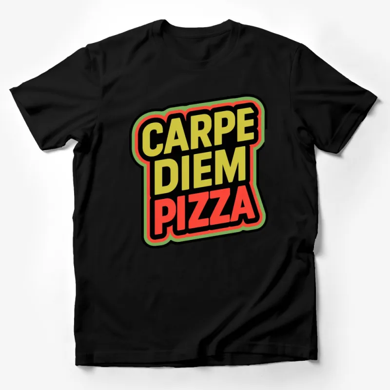 Carpe Diem Pizza T-Shirt, Bold Colorful Graphic Tee, Casual Streetwear, Food Lover Gift Male T-Shirt