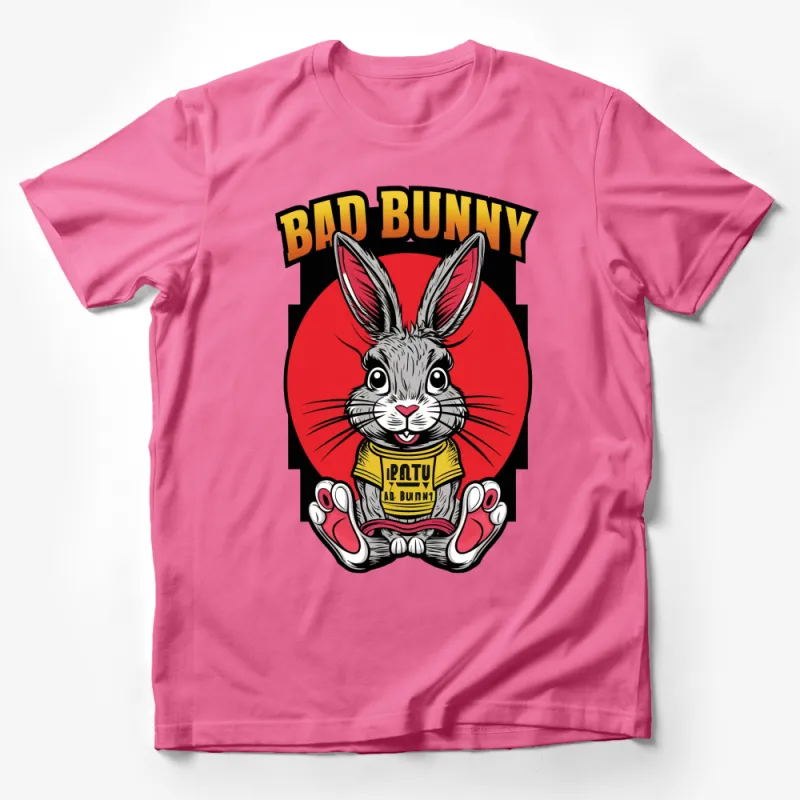 Bad Bunny Graphic T-Shirt, Cool Rabbit Cartoon Design, Unique Animal Lover Gift Male T-Shirt