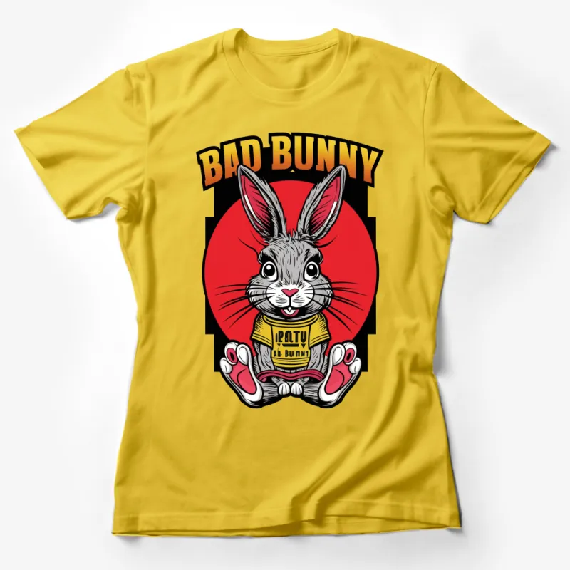 Bad Bunny Graphic T-Shirt, Cool Rabbit Cartoon Design, Unique Animal Lover Gift Female T-Shirt