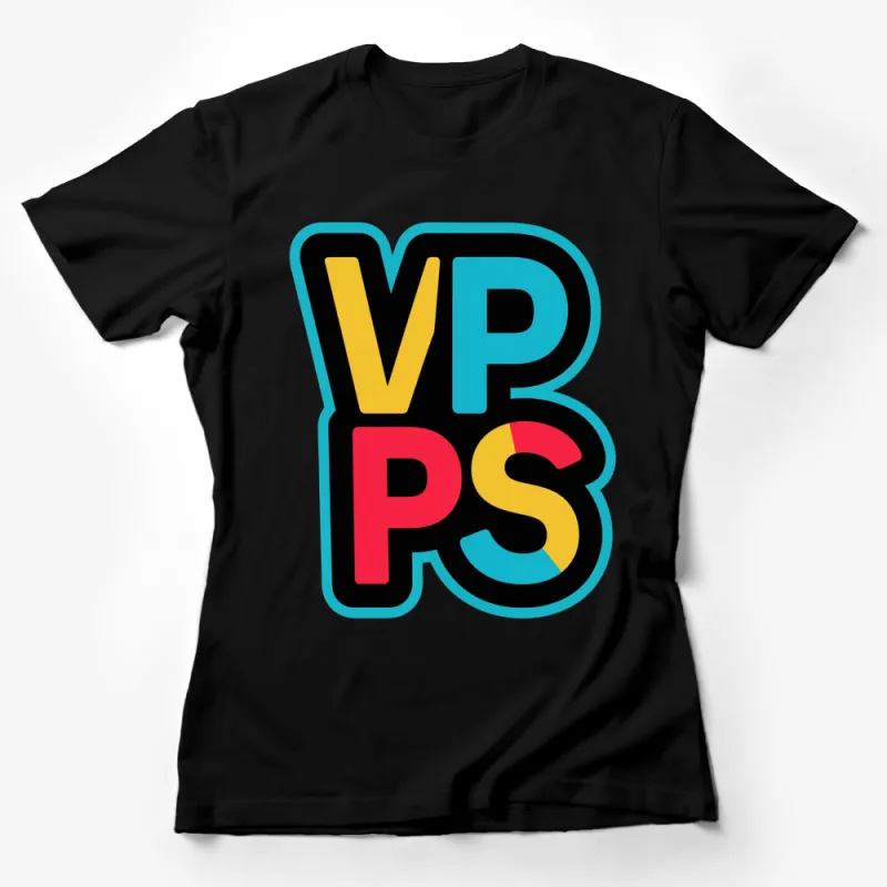 Colorful VPS Letter Logo Graphic T-Shirt, Bold Urban Style Casual Wear, Unisex Female T-Shirt