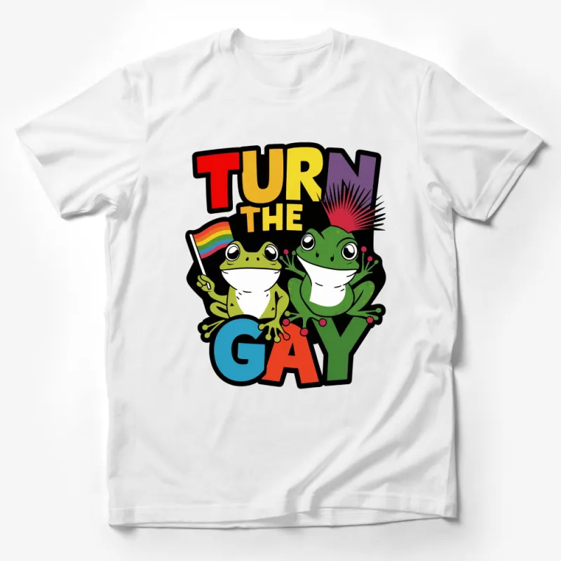 Turn the Gay Frogs T-Shirt, Colorful LGBT Pride Graphic Tee, Unisex Rainbow Flag Shirt Male T-Shirt