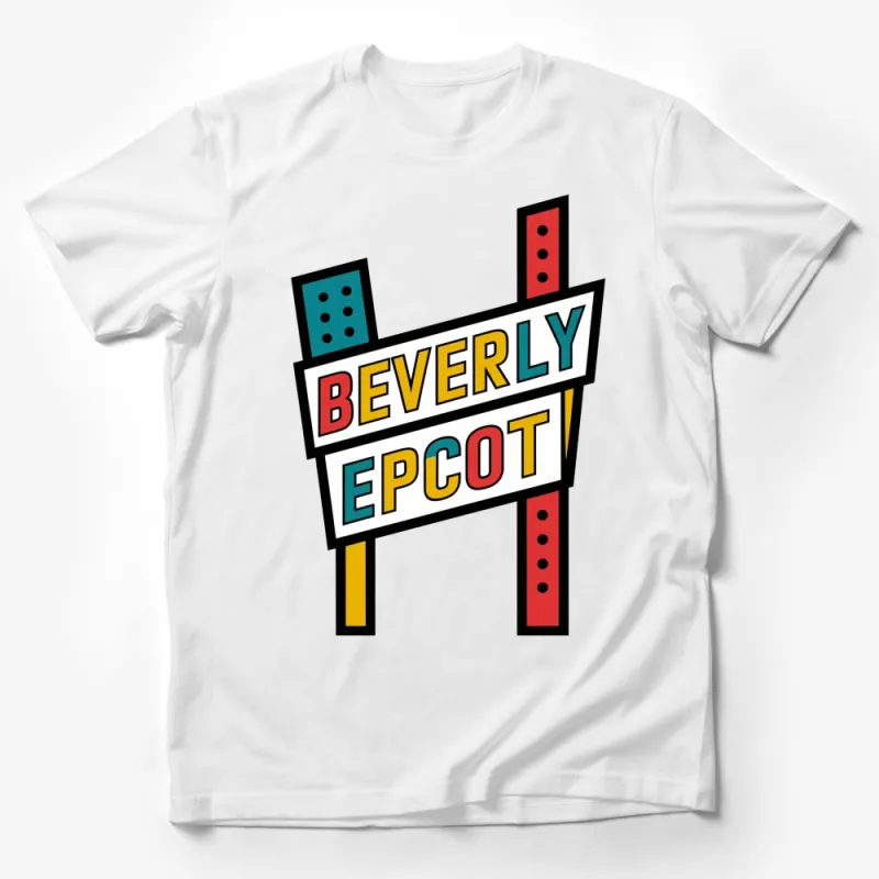 Retro Beverly Epcot Tee, Vintage Style Colorful Graphic T-Shirt, Unique Unisex Fashion Top Male T-Shirt