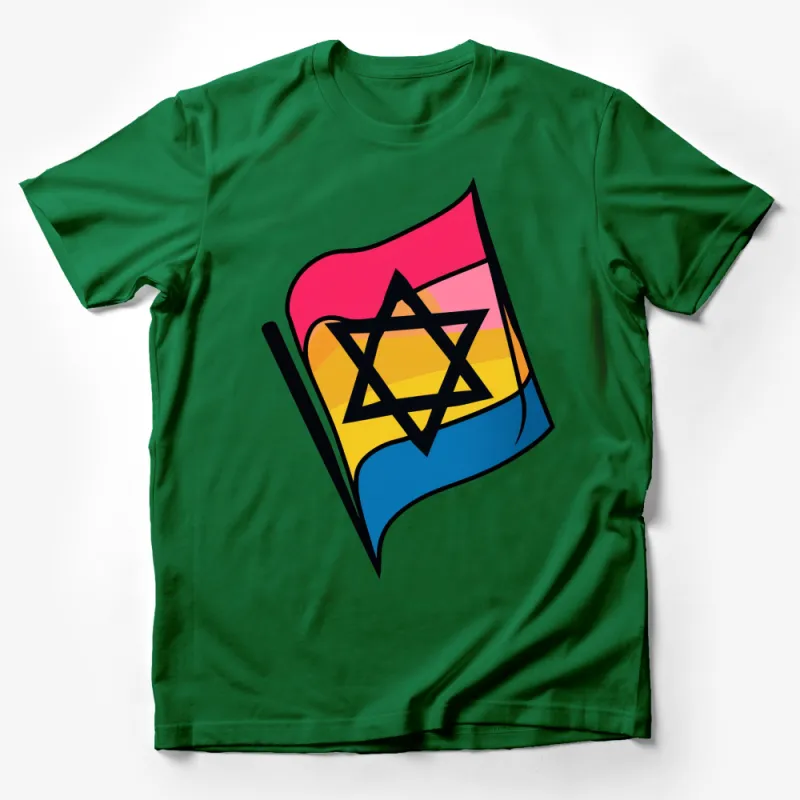 Pride Star of David T-Shirt, Colorful Jewish Symbol, LGBTQ+ Supportive Wear, Unisex Graphic Tee Male T-Shirt