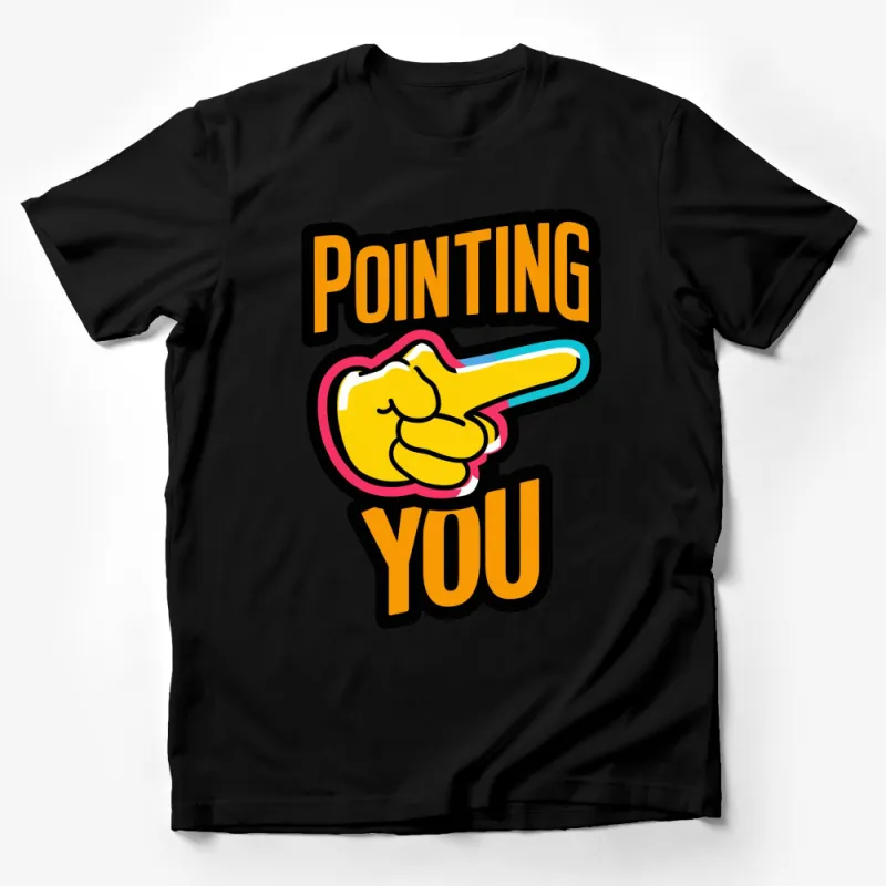 Colorful Pointing Finger Pointing You Graphic T-Shirt, Bold Pop Art Style Tee, Unisex Male T-Shirt