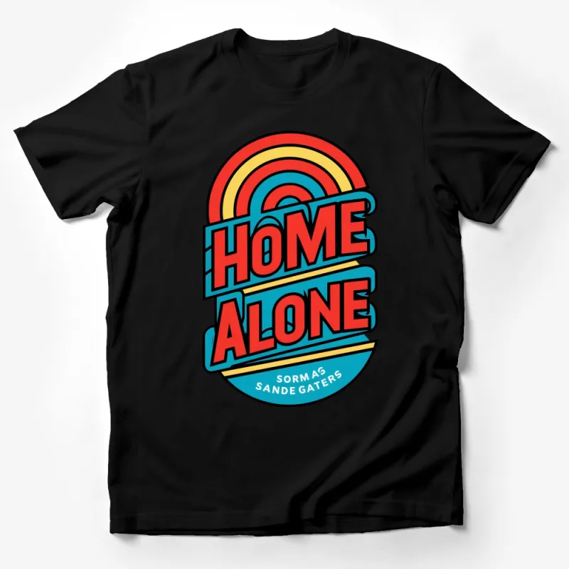 Retro Home Alone Rainbow Graphic Tee, Vintage Style, Colorful Casual Unisex T-Shirt, Gift Idea Male T-Shirt