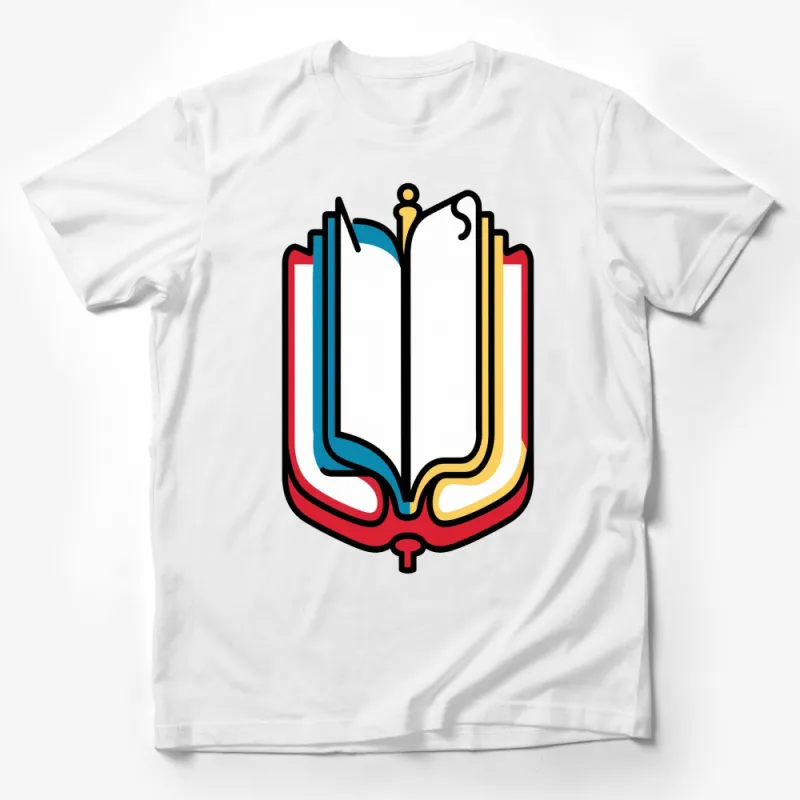 Colorful Open Book Graphic T-Shirt, Unisex Book Lover Tee, Casual Reading Enthusiast Apparel Male T-Shirt