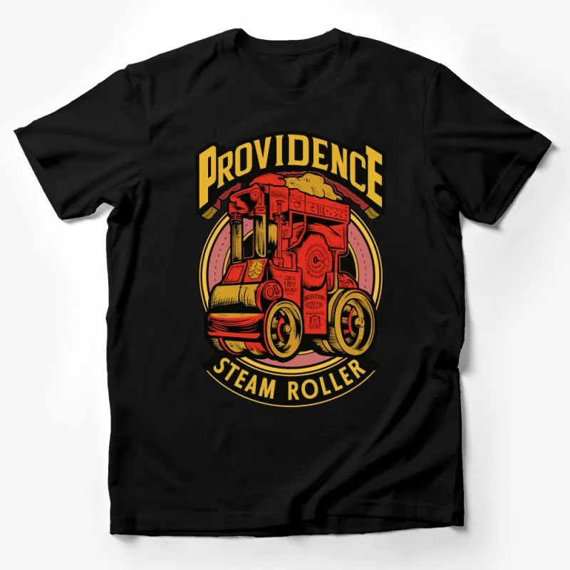 Vintage Providence Steam Roller T-Shirt, Retro Train Graphic Tee, Unique Mechanical Design Shirt Male T-Shirt