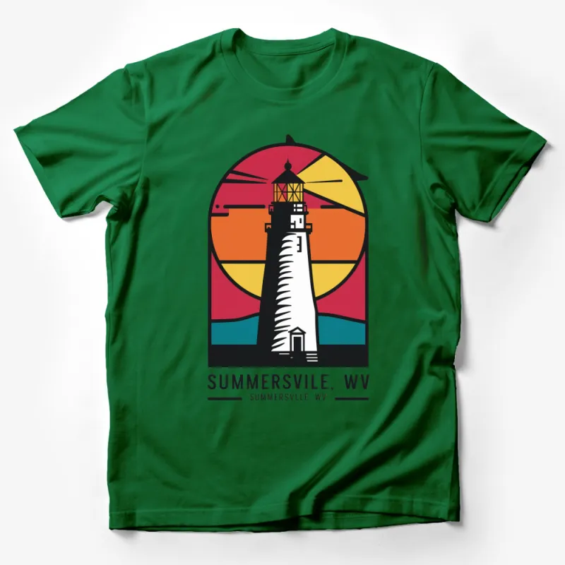 Vintage Lighthouse Graphic T-Shirt, Summersville WV Retro Design Tee, Unisex Male T-Shirt