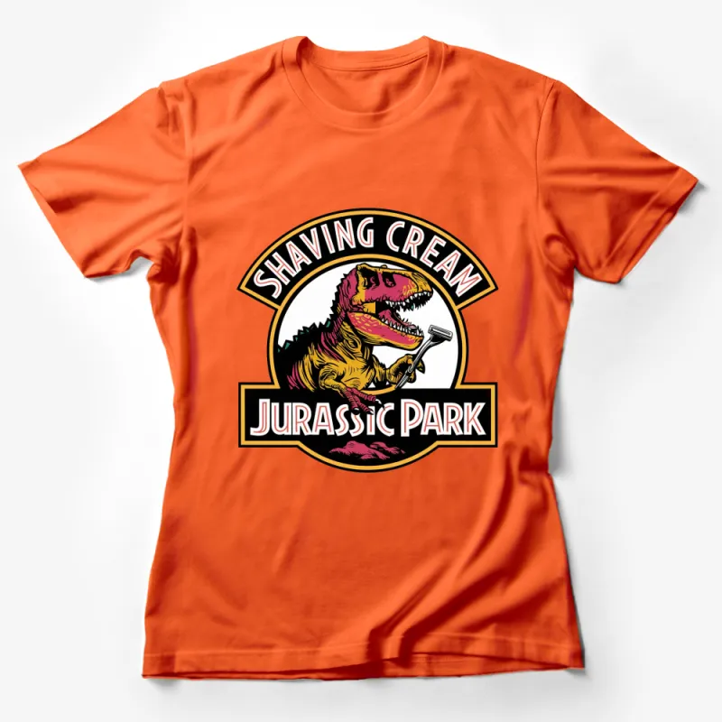 Jurassic Park Inspired T-Shirt, Shaving Cream Dinosaur Graphic, Unique Movie Fan Apparel Female T-Shirt