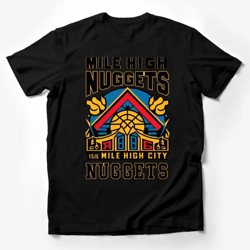 Mile High Nuggets Retro Basketball T-Shirt, Denver Mile High City Fan Gear, Vintage Sports Apparel Male T-Shirt