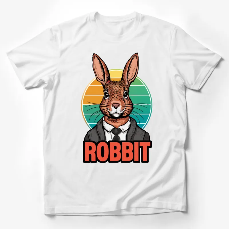 Funky Robbit Rabbit Graphic Tee, Retro Style Rabbit in Suit T-Shirt Male T-Shirt