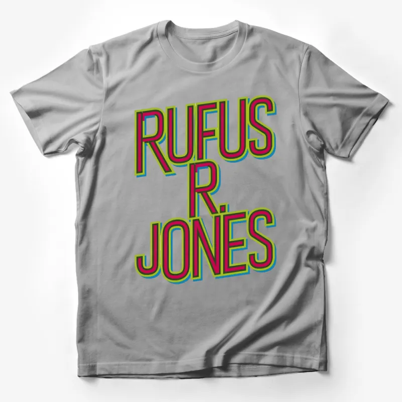 Retro Style Rufus R. Jones Bold Text Graphic T-Shirt, Unisex Casual Shirt, Vintage Font Tee Male T-Shirt