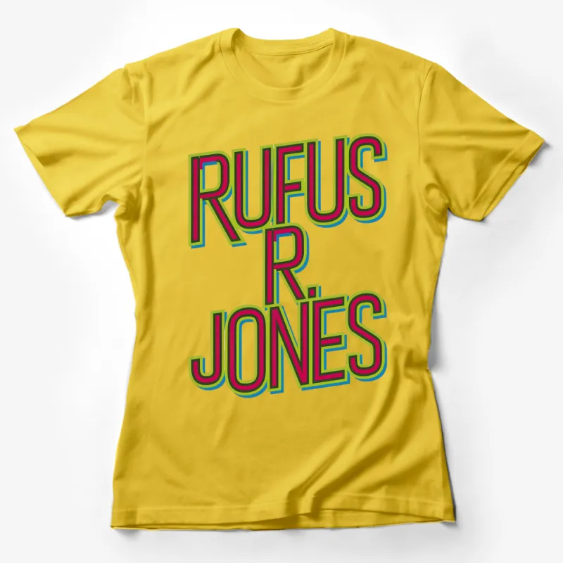 Retro Style Rufus R. Jones Bold Text Graphic T-Shirt, Unisex Casual Shirt, Vintage Font Tee Female T-Shirt