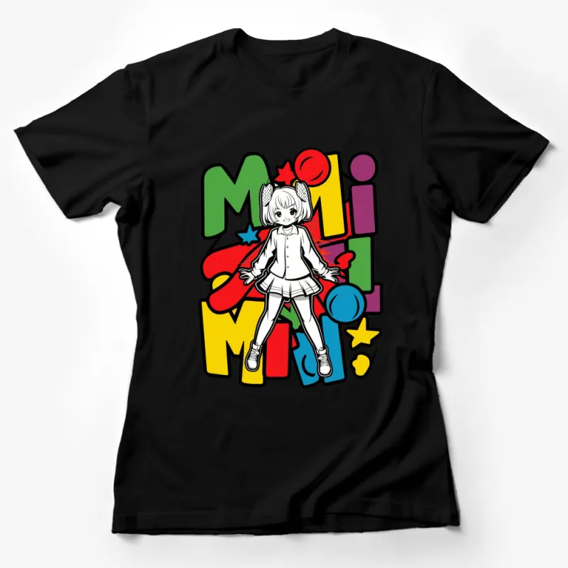 Colorful Anime Girl Graphic T-Shirt, Cute Manga Style Tee, Vibrant Pop Art Top, Unique Casual Wear Female T-Shirt