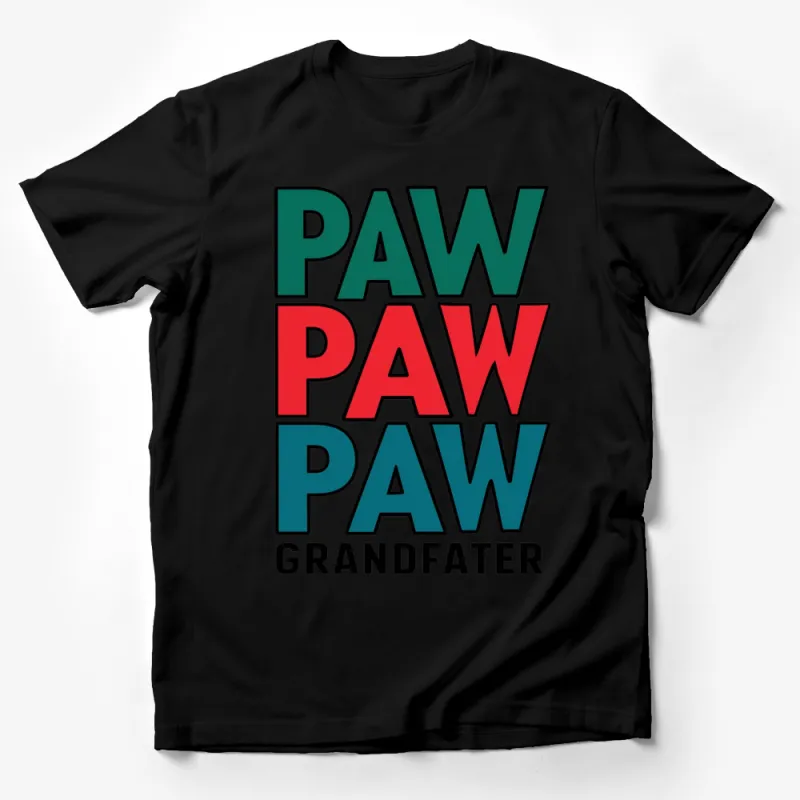 Paw Paw Grandfather T-Shirt, Bold Text Design, Family Appreciation Tee, Red and Green Male T-Shirt