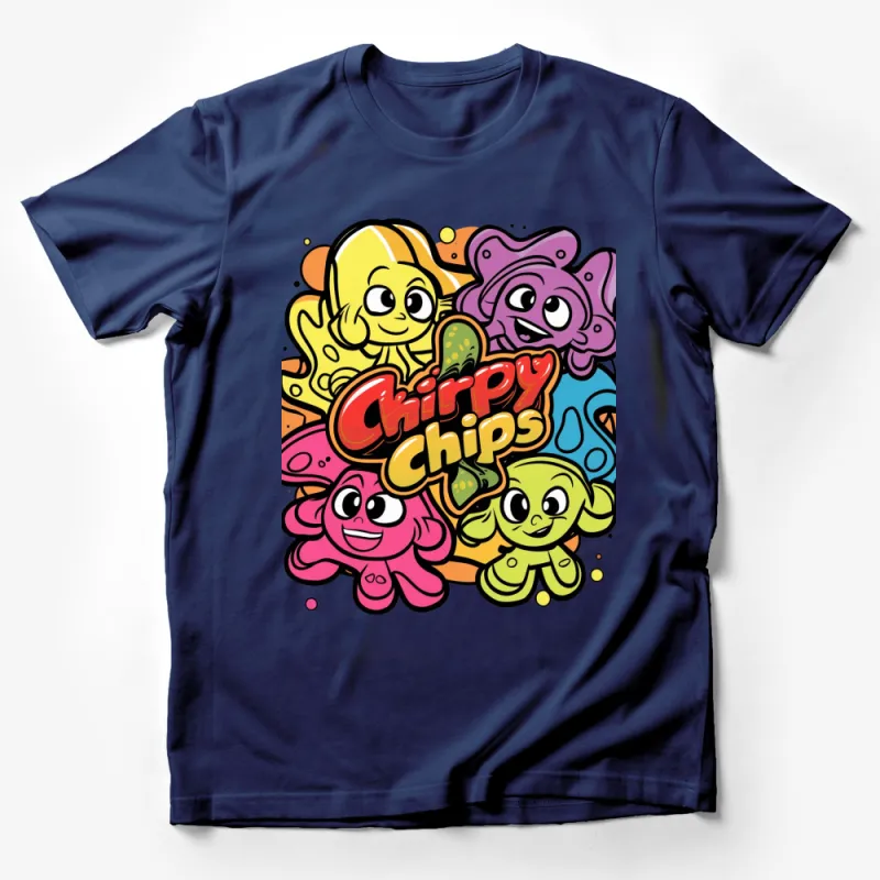 Colorful Cartoon Characters T-Shirt, Kids Fun Chirpy Chips Graphic Tee, Vibrant Top Male T-Shirt