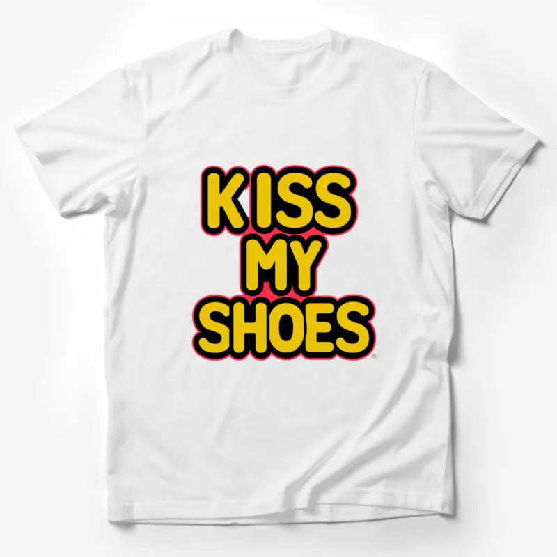 Bold Kiss My Shoes Slogan T-Shirt, Unisex Statement Tee, Graphic Pop Art Style Shirt Male T-Shirt