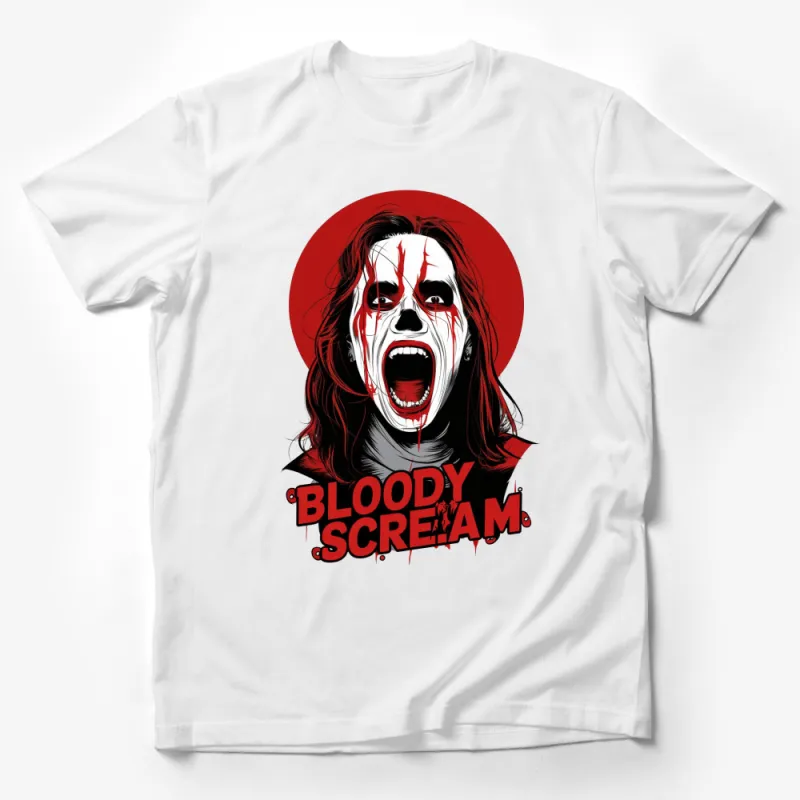 Bloody Scream Horror T-Shirt, Scary Face Graphic Tee, Red and Black Halloween Shirt, Unisex Horror Apparel Male T-Shirt