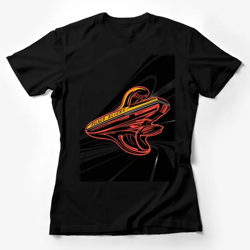 Sulaco Aliens Spaceship Graphic T-Shirt, Sci-Fi Movie Fan Apparel, Bold Black and Red Design Female T-Shirt