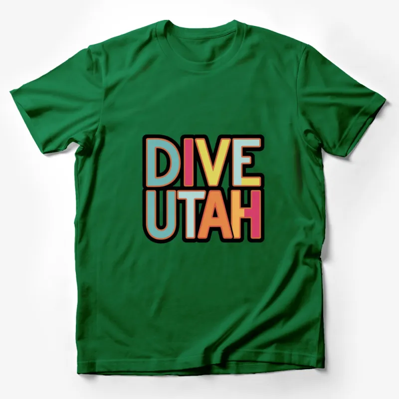 Dive Utah Colorful Retro Style T-Shirt, Vintage Inspired Graphic Tee for Diving Enthusiasts Male T-Shirt