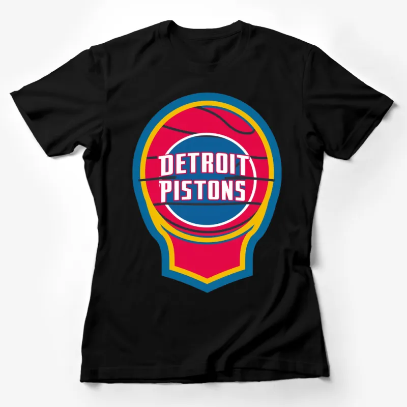 Detroit Basketball Team Logo T-Shirt, Vibrant Red and Blue Sports Fan Apparel, Unisex Casual Wear Female T-Shirt