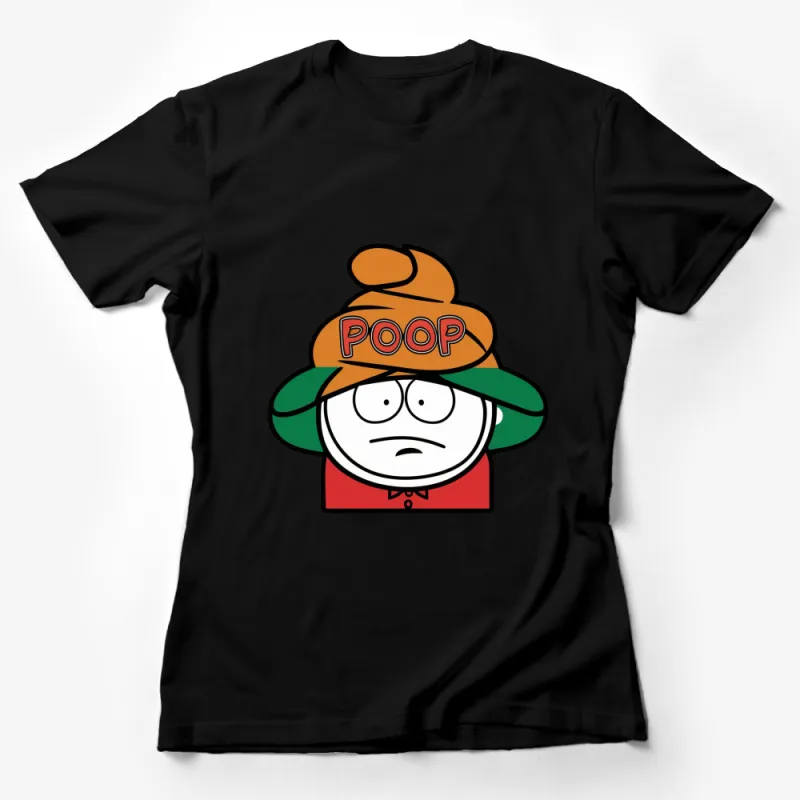 Funny Poop Emoji Hat Cartoon Character T-Shirt, Unisex Casual Graphic Tee Female T-Shirt