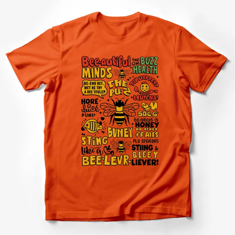 Bee-themed Graphic T-Shirt, Colorful Bee Puns Design, Unisex Adult Casual Wear Male T-Shirt