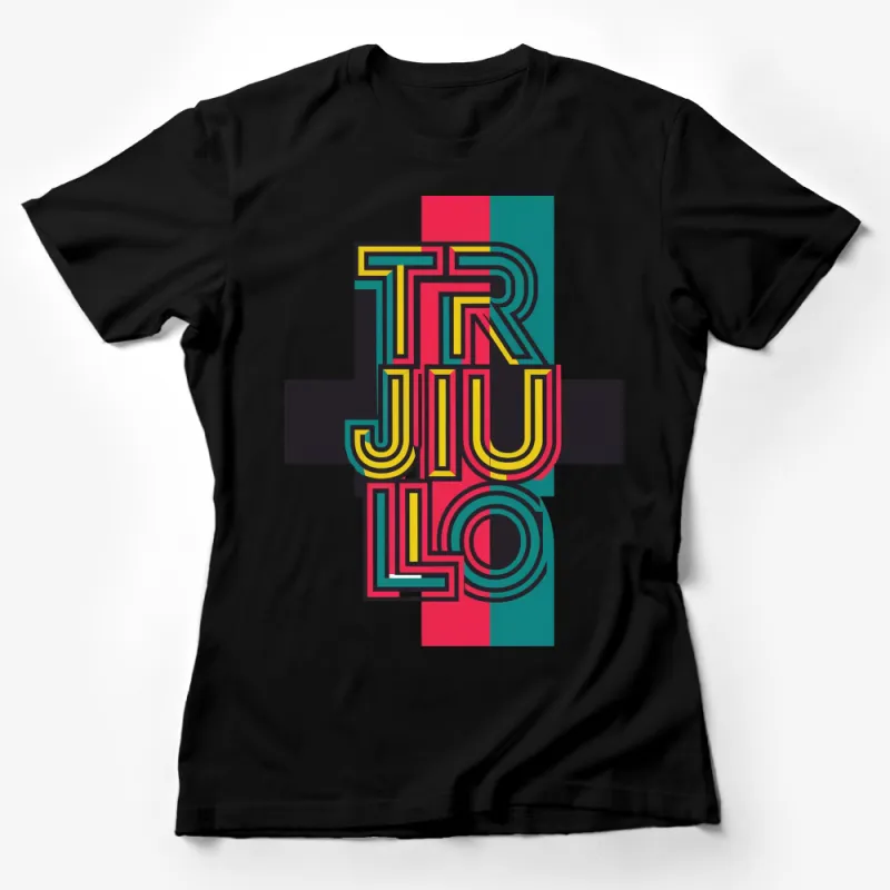 Retro Style Jiu Jitsu Graphic T-Shirt, Bold Color Block Martial Arts Tee Female T-Shirt