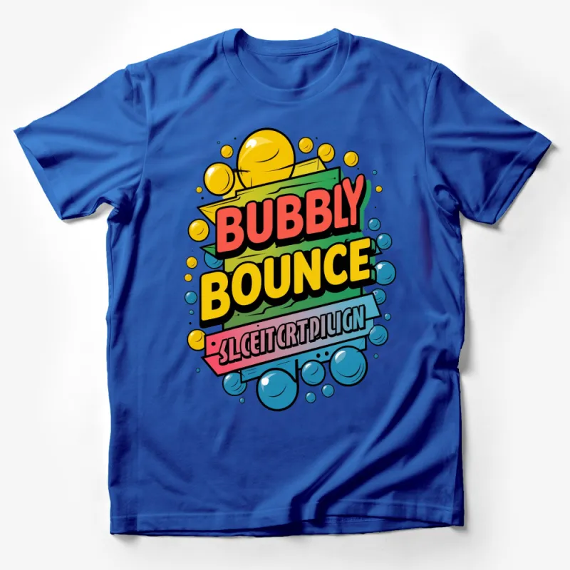 Bubbly Bounce Graphic T-Shirt, Colorful Retro Comic Pop Art Tee, Unisex Casual Streetwear Male T-Shirt