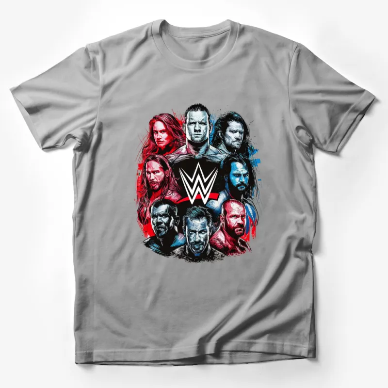 WWE Legends Graphic T-Shirt, Classic Wrestler Faces Colorful Design, Wrestling Fan Apparel Male T-Shirt