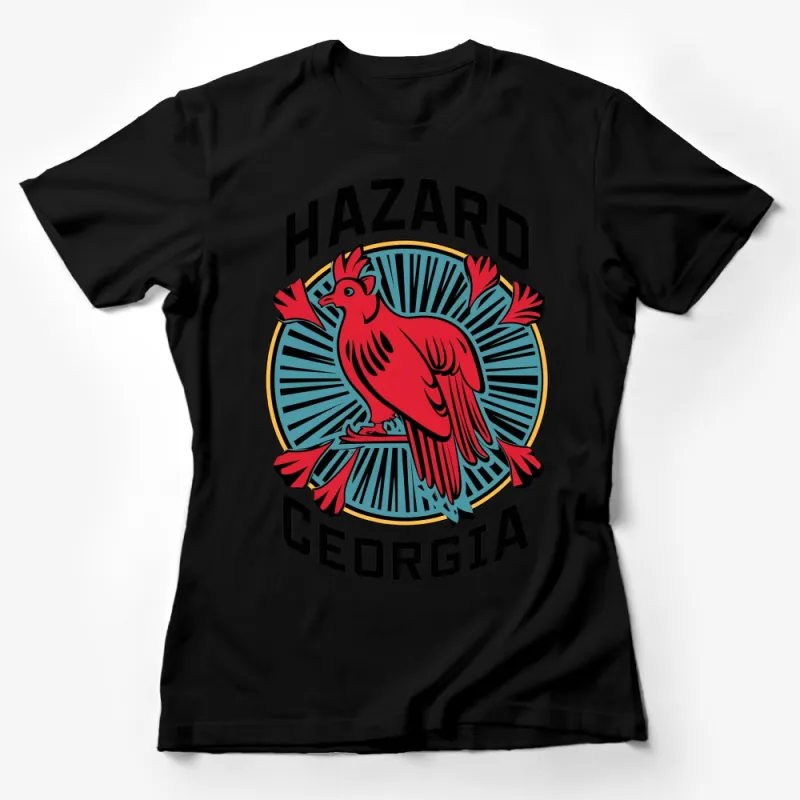 Hazard Georgia Red Rooster Vintage Emblem T-Shirt, Unisex Graphic Tee, Retro Style Bird Design Shirt Female T-Shirt