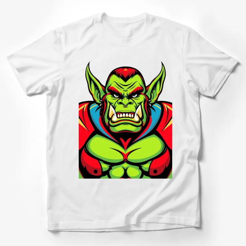 Colorful Fantasy Orc Warrior T-Shirt, Unique Graphic Tee, Vibrant Comic Style, Unisex T-Shirt Design Male T-Shirt