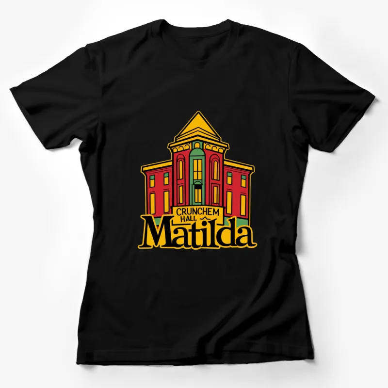 Matilda Crunchchem Hall Graphic T-Shirt, Vibrant Yellow and Red Design, Unisex Tee Female T-Shirt