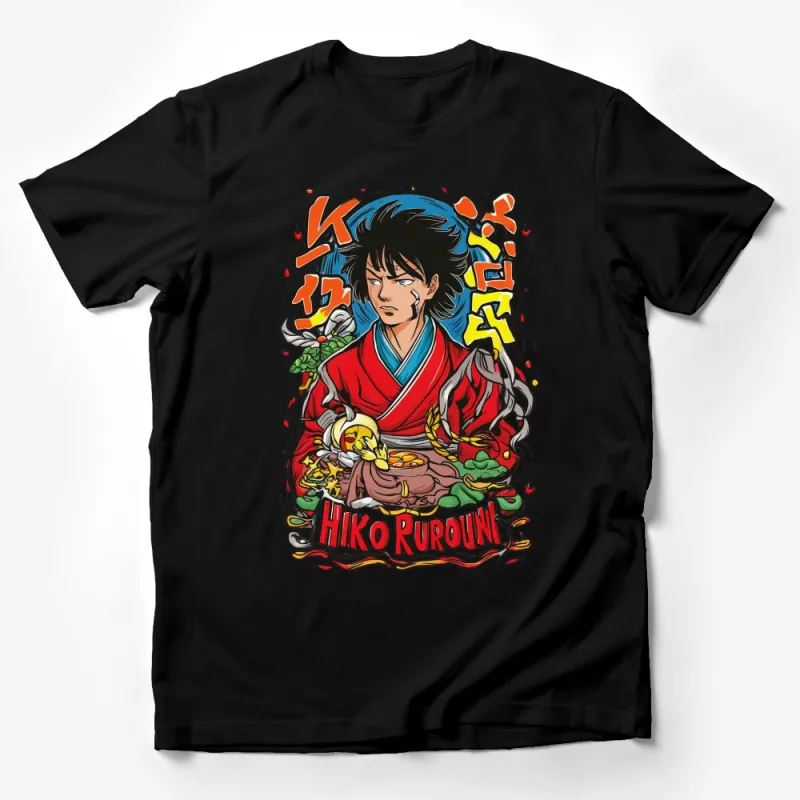 Anime Inspired Samurai Warrior Red Kimono T-Shirt, Bold Graphic Tee, Unisex Shirt Male T-Shirt