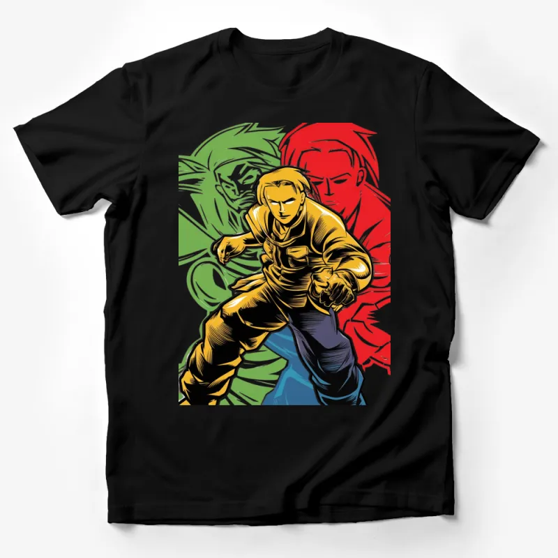 Colorful Martial Artist T-Shirt, Bold Graphic Fighter Tee, Vibrant Ninja Warrior Shirt Male T-Shirt