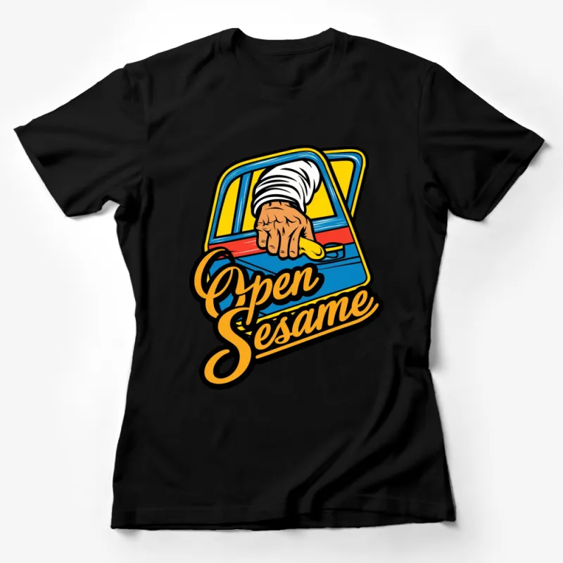 Retro Open Sesame Car Window Graphic Tee, Vintage Hand Out Car Door Illustration, Unique Street Style T-Shirt Female T-Shirt