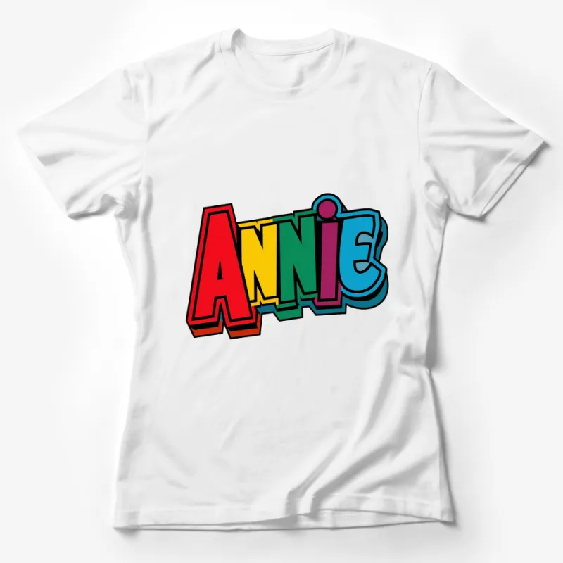 Colorful Annie Graffiti Style T-Shirt, Bright Multicolored Word Art Tee, Urban Streetwear Fashion Top Female T-Shirt