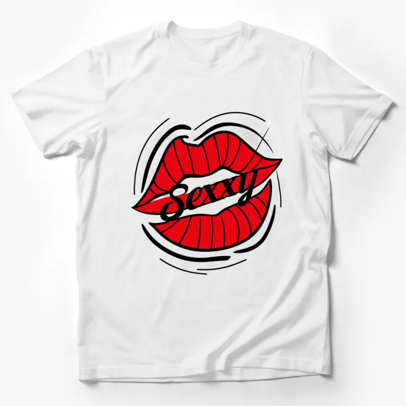 Sexy Red Lips T-Shirt, Bold Mouth Graphic Tee, Fashion Statement, Unisex Casual Wear Male T-Shirt