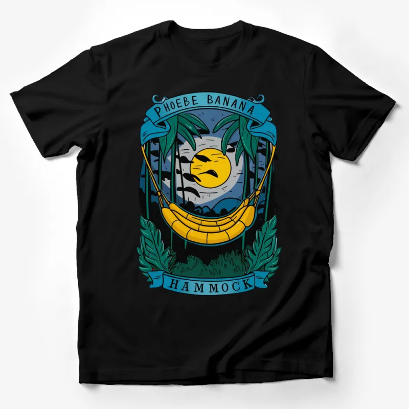 Tropical Banana Hammock T-Shirt, Phoebe Banana, Summer Beach Graphic Tee, Unique Jungle Design Shirt, Unisex Apparel Male T-Shirt