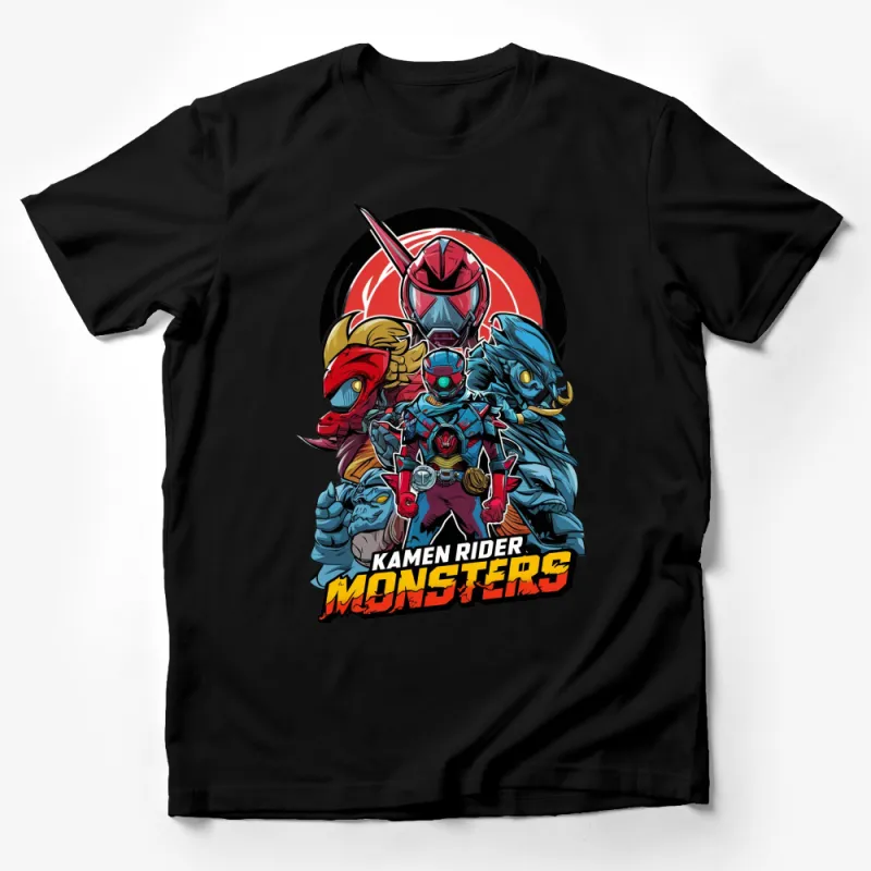 Kamen Rider Monsters T-Shirt, Colorful Anime Artwork, Unisex Graphic Tee, Superhero and Villains Design Male T-Shirt