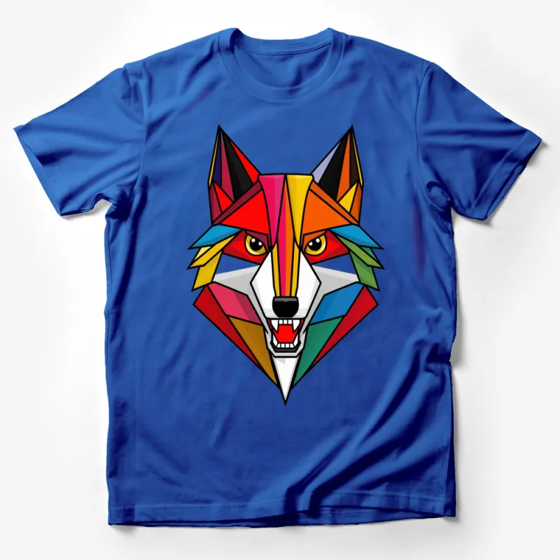 Colorful Geometric Fox Design T-Shirt, Modern Art Inspired Fox T-Shirt, Unisex Sizes Male T-Shirt