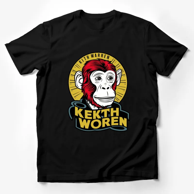 Kekth Woren Monkey Graphic T-Shirt, Bold Monkey Face with Typographic Design, Unisex Casual Tee Male T-Shirt