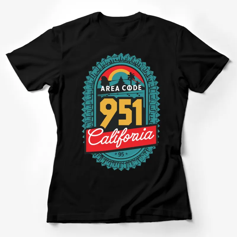 California 951 Area Code Vintage Style T-Shirt, Retro Palm Tree Sunset Tee, Unisex Graphic Shirt for Men and Women Female T-Shirt