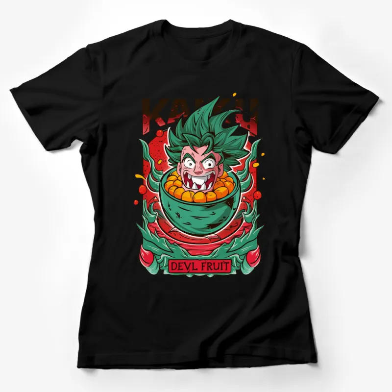 Anime-Inspired Kaiju Green Hair Character and Devil Fruit Graphic T-Shirt Female T-Shirt