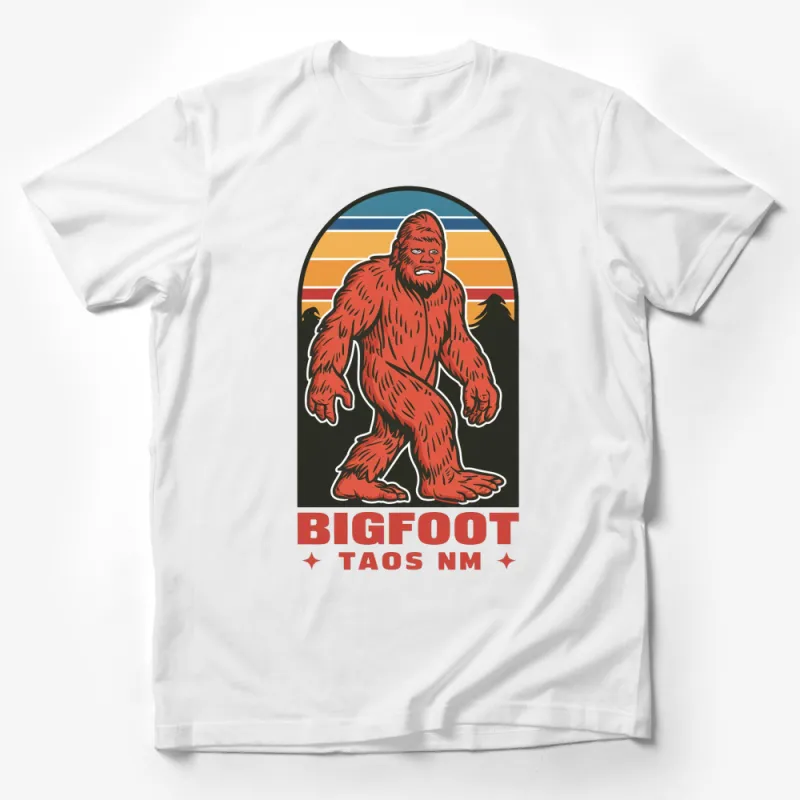 Bigfoot Taos NM Sunset Retro Graphic T-Shirt, Vintage Sasquatch Tee, Unisex Male T-Shirt